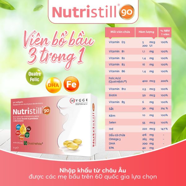 Nutristill 90 bổ sung dưỡng chất cho mẹ bầu, mẹ sau sinh